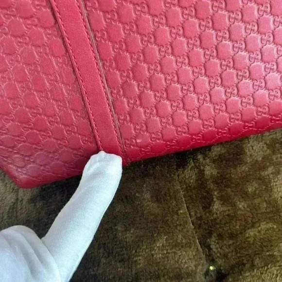 GUCCI Gucci Micro Guccisima Tote Bag Crossbody Shoulder Leather Red - Picture 8 of 10